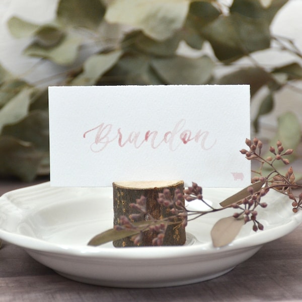 Watercolor Flat Cards, Wedding Placecards, Calligraphy Personalized Escort Cards, Name Cards with Optional Meal Choice or Table Number