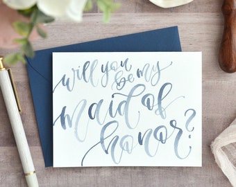 Watercolor Will You Be My Bridesmaid Cards. Bridesmaid Proposal, Handwritten Bridal Party Cards - Bridesmaid Gift, Maid of Honor, Etc