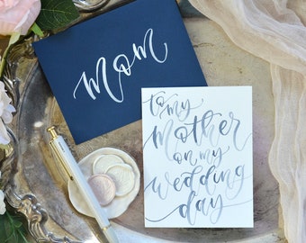 Watercolor To My Mother on my Wedding Day Card with Personalized Envelope. Handpainted Mother of the Bride Gift. To My Father, and More.