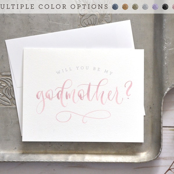 Will You Be My Godmother Card, Godfather Card, Godparents Card - Painted Watercolor Handwritten Godparent Card, Baptism Gift