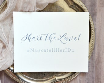 Watercolor Share the Love Hashtag Sign, Personalized Handpainted Wedding Sign. Custom Capture the Love Instagram for Sharing Photos.