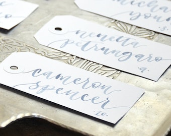 Watercolor Calligraphy Wedding Escort Cards, Handwritten Place cards, Escort Cards, Personalized Gift Tags, Bachelorette Party Name Tags,