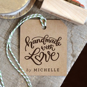 Handmade with Love Stempel, Individuell Handmade by Personalisierter Name Stempel, Etsy Shop und Business Stempel