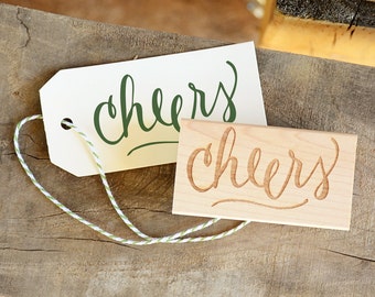 Laurel Cheers Favors Stamp SFAVS218 - S.2 Cheers Stamp Personalized Stamp Drink Stamp Woodland Favor Stamp Beer Favor Rubber Stamp