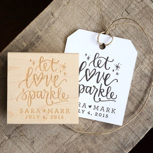 Let Love Sparkle Stamp for Wedding Sparkler Tags. Wedding Favor Rubber Stamp for Sparkler Send Off and Match Boxes.