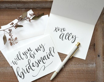 Watercolor Personalized Will You Be My Bridesmaid Cards. Custom Painted Bridesmaid Proposal, Handwritten Bridal Party Cards, Bridesmaid Gift