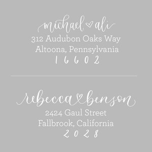 Return Address Rubber Stamp, Custom Stamp, Personalized Address Stamp, Calligraphy Stamp, Handwritten Address Stamp, Housewarming Gift image 7