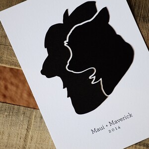 Siblings Papercut Silhouette Drawn from your Photo Personalize with Child's Name and/or Year. Mother's Day Gift Idea for Mom. image 7