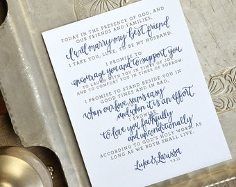 Custom Personalized Wedding Vows/Lyrics Art Print or Printable Wedding Vow Keepsake Unique Anniversary Gift for Wife or Husband