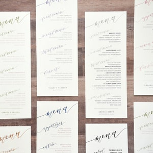 Printed Wedding Reception Menus, Custom Watercolor Menu, Wedding Calligraphy, Dinner Menu, Custom Menu Card, Party Menu, Reception Menu image 2