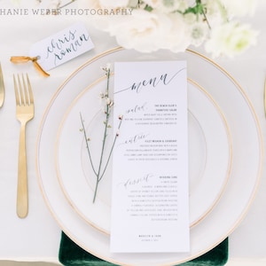 Printed Wedding Reception Menus, Custom Watercolor Menu, Wedding Calligraphy, Dinner Menu, Custom Menu Card, Party Menu, Reception Menu image 9