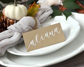 Thanksgiving Watercolor Place Cards, Fall Wedding Tent Cards, Wedding Placecards, Personalized Place Settings, Folded Name Cards
