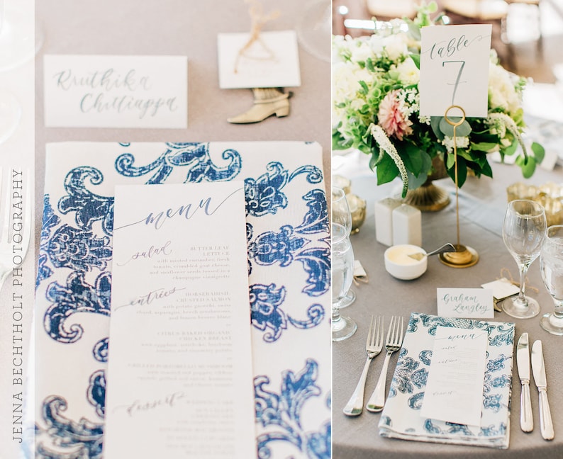 Printed Wedding Reception Menus, Custom Watercolor Menu, Wedding Calligraphy, Dinner Menu, Custom Menu Card, Party Menu, Reception Menu image 10