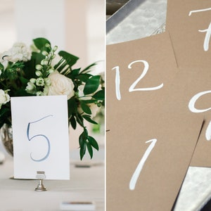 Watercolor Table Numbers Wedding, Calligraphy Table Number Cards, Table Numbers Gold, Rustic Wedding Table Decor, Handpainted Number Signs image 10