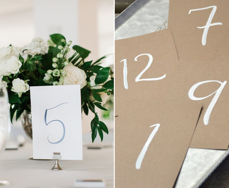 Watercolor Table Numbers Wedding, Calligraphy Table Number Cards, Table Numbers Gold, Rustic Wedding Table Decor, Handpainted Number Signs image 10