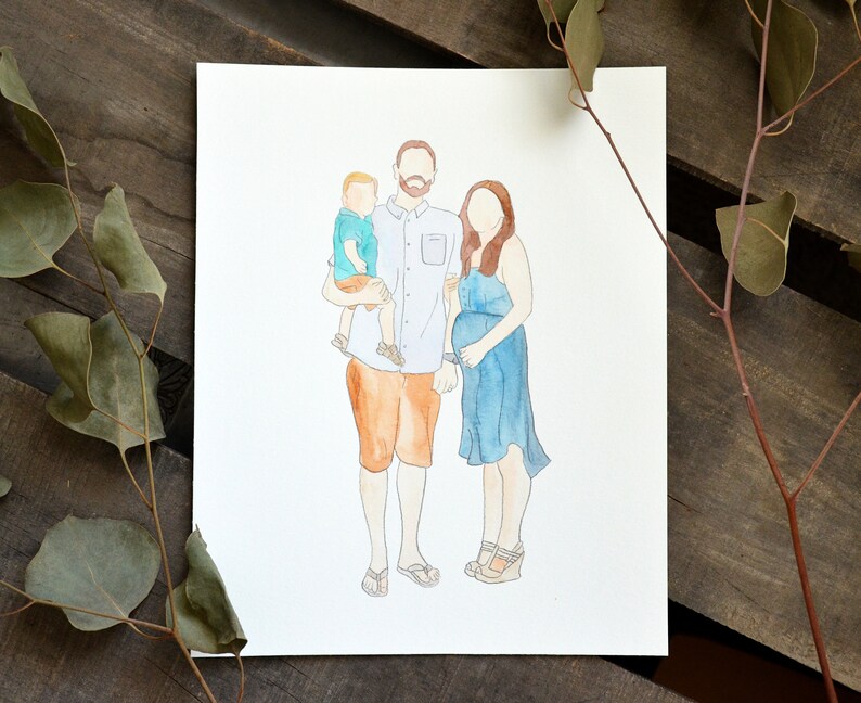 Watercolor Family Portrait Handpainted Custom Wall Art. Paper - Etsy