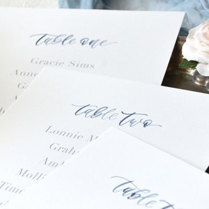 Watercolor Table Lists for Weddings, Handpainted Calligraphy Table ...