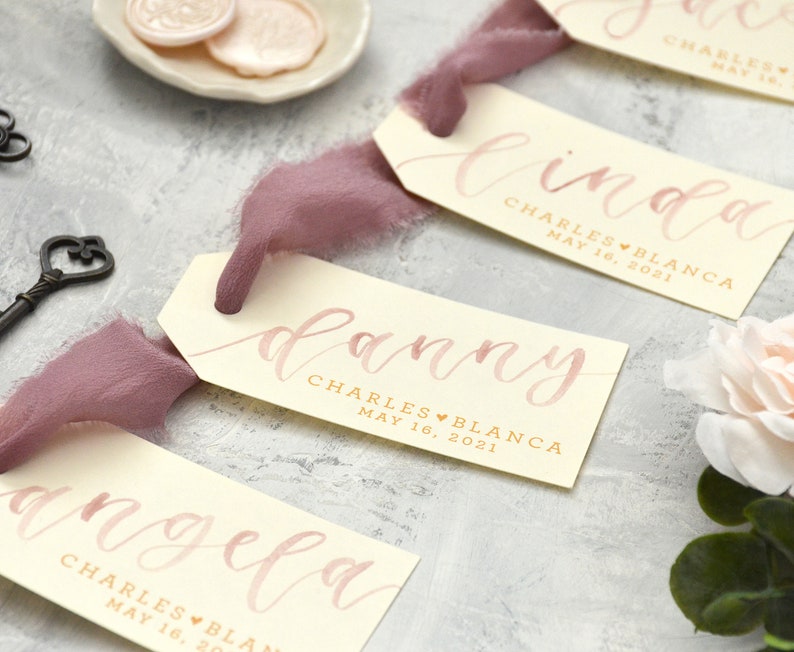 Watercolor Wedding Favor Name Tags, Personalized Gift Tags, Handwritten Name Tags, Calligraphy Place cards, Placecards, Escort Cards image 6