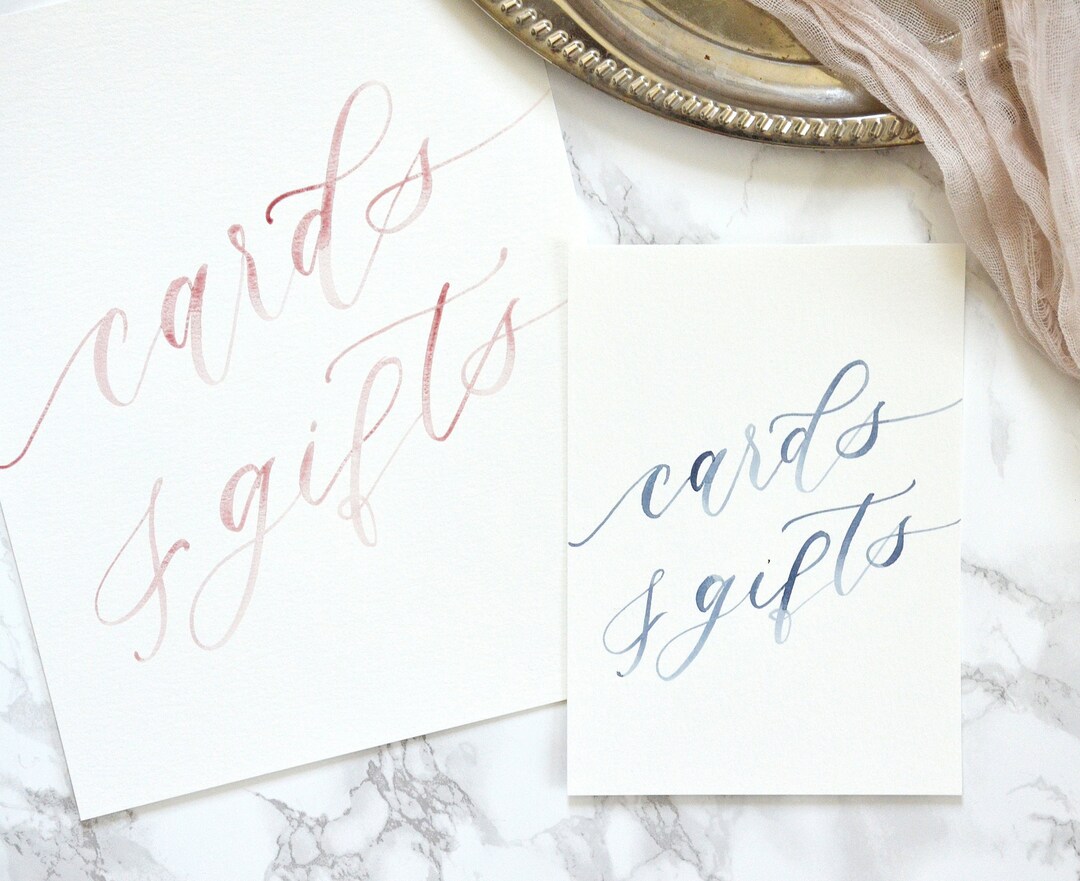 Watercolor Cards and Gifts Sign, Handpainted Wedding Sign for Gift ...