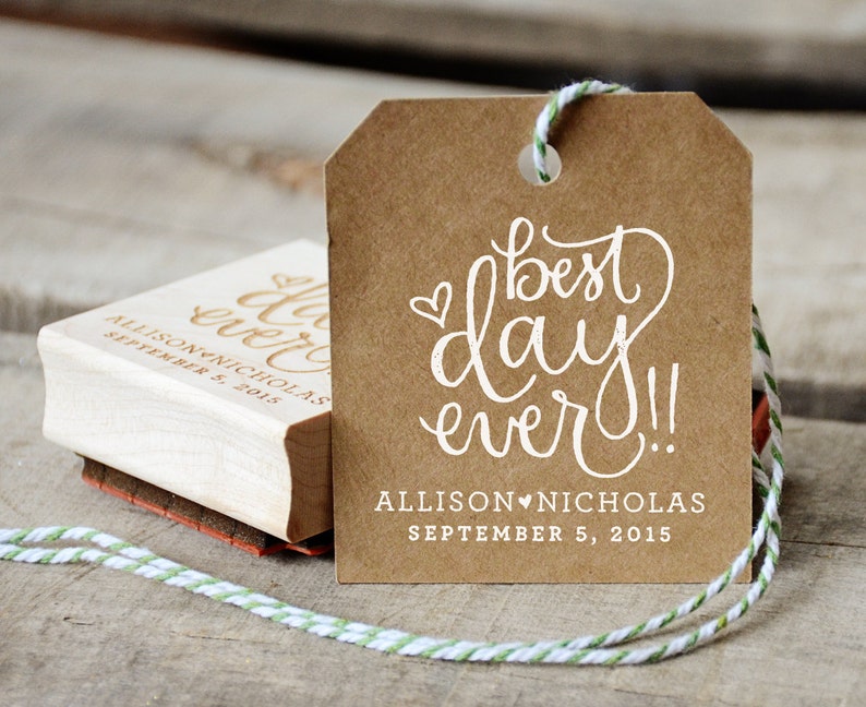 Best Day Ever Stamp Personalized Rubber Stamp Wedding Favors Etsy