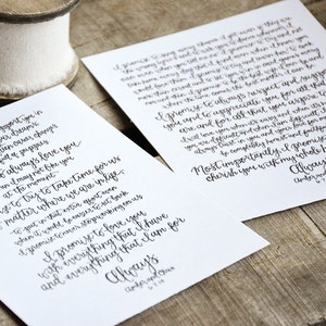 Pair of Handwritten Wedding Vows Art, Custom Personalized Printable. Wedding Vow Keepsake. Unique Gift for Wife or Husband. Anniversary Gift