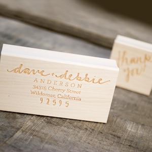 Choice of 2 Rubber Stamps Set, Personalized Address Stamp and 1 Stock or Custom Stamp. Save the Date or Wedding Invite