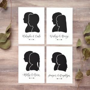 Siblings Papercut Silhouette Drawn from your Photo Personalize with Child's Name and/or Year. Mother's Day Gift Idea for Mom. image 6