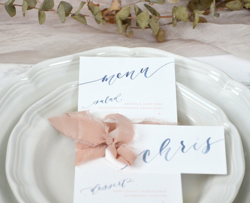 Printed Wedding Reception Menus, Custom Watercolor Menu, Wedding Calligraphy, Dinner Menu, Custom Menu Card, Party Menu, Reception Menu image 4