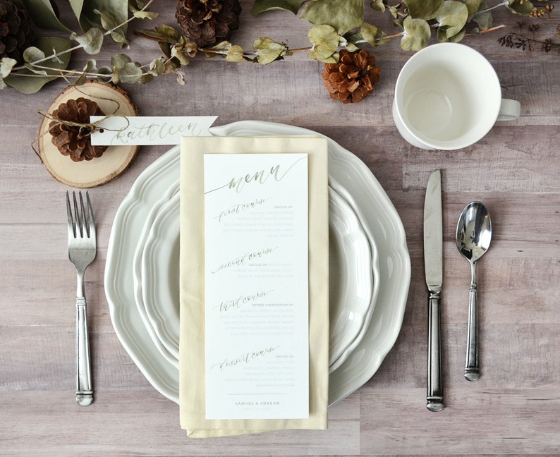 Printed Wedding Reception Menus, Custom Watercolor Menu, Wedding Calligraphy, Dinner Menu, Custom Menu Card, Party Menu, Reception Menu image 7