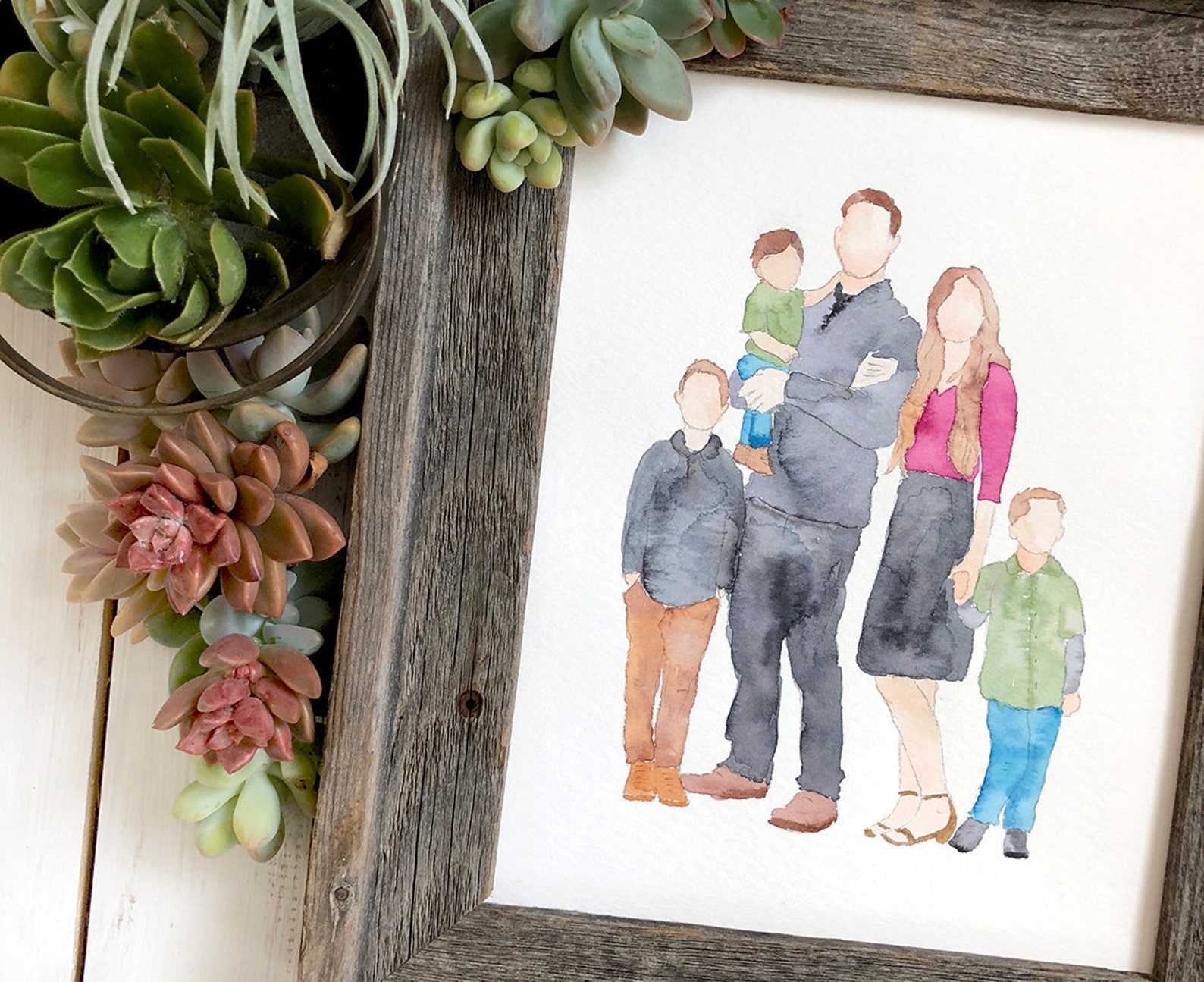 Watercolor Family Portrait Handpainted Custom Wall Art. Paper | Etsy
