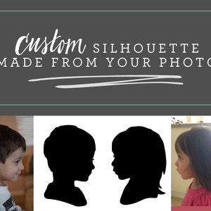 Siblings Papercut Silhouette Drawn from your Photo Personalize with Child's Name and/or Year. Mother's Day Gift Idea for Mom. image 2