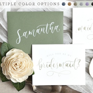 Cartes aquarelle Serez-vous ma demoiselle d'honneur avec enveloppe personnalisée. Proposition de demoiselle d'honneur imprimée, cartes de fête nuptiale - cadeau de demoiselle d'honneur