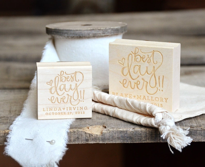 Best Day Ever Stamp Personalized Rubber Stamp Wedding Favors Etsy