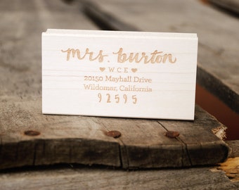 Personalized Address Rubber Stamp with Teacher's Name and School Initials, Great Teacher's Christmas Gift