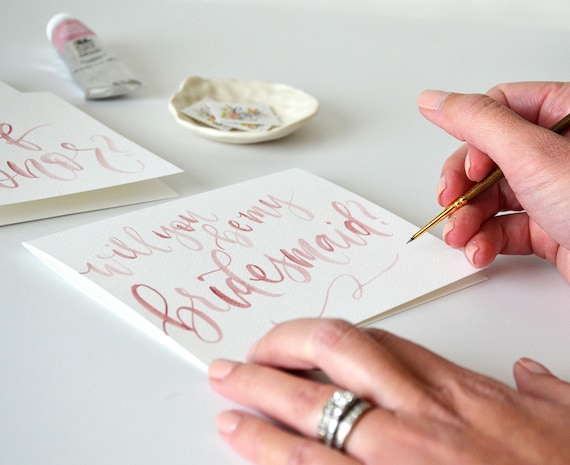 Handpainted Will You Be My Bridesmaid Cards. Watercolor Bridesmaid Proposal, Handwritten Bridal Party Cards - Bridesmaid Gift, Maid of Honor