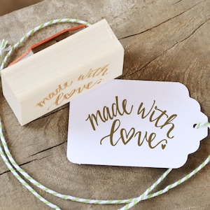 Sello Hecho con Amor, Sello de Goma Escrito a Mano Personalizado con Nombre, Sello de Tienda y Negocio