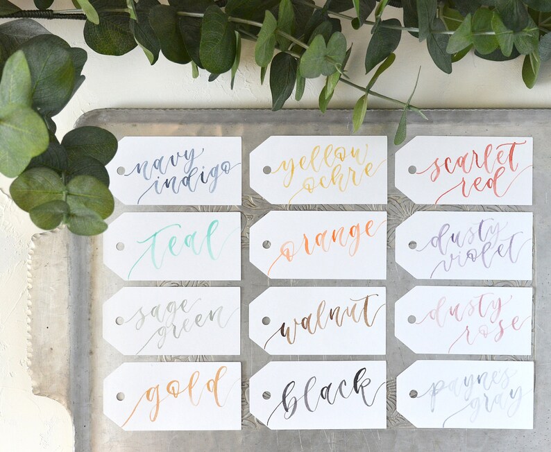 Watercolor Wedding Favor Name Tags, Personalized Gift Tags, Handwritten Name Tags, Calligraphy Place cards, Placecards, Escort Cards image 2