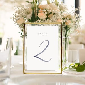 Numéros de table aquarelle, cartes imprimées numéros de table de mariage, décoration de table calligraphie de mariage