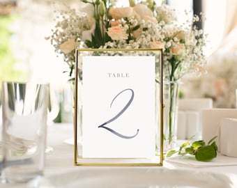 Watercolor Table Numbers, Printed Wedding Table Number Cards, Wedding Calligraphy Table Decor