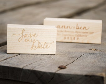 Your Choice of 2 Rubber Stamps Set, Save the Date or Wedding Invitation, Personalized Address Stamp and 1 Stock/Custom Stamps