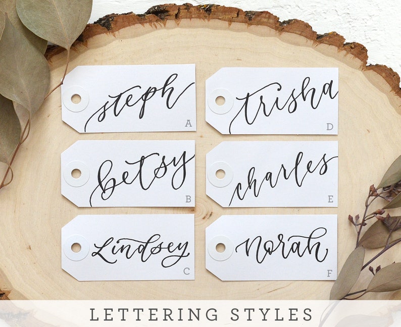 Wedding Name Tag Placecards, Calligraphy Personalized Gift Tags, Bachelorette Party Name Tags image 2