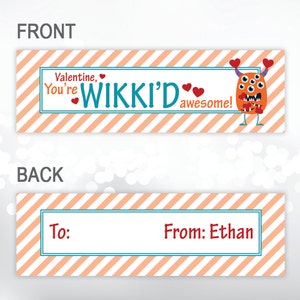 Valentine's Day Bag Tag You're wikki'd awesome, personalized gift label image 3