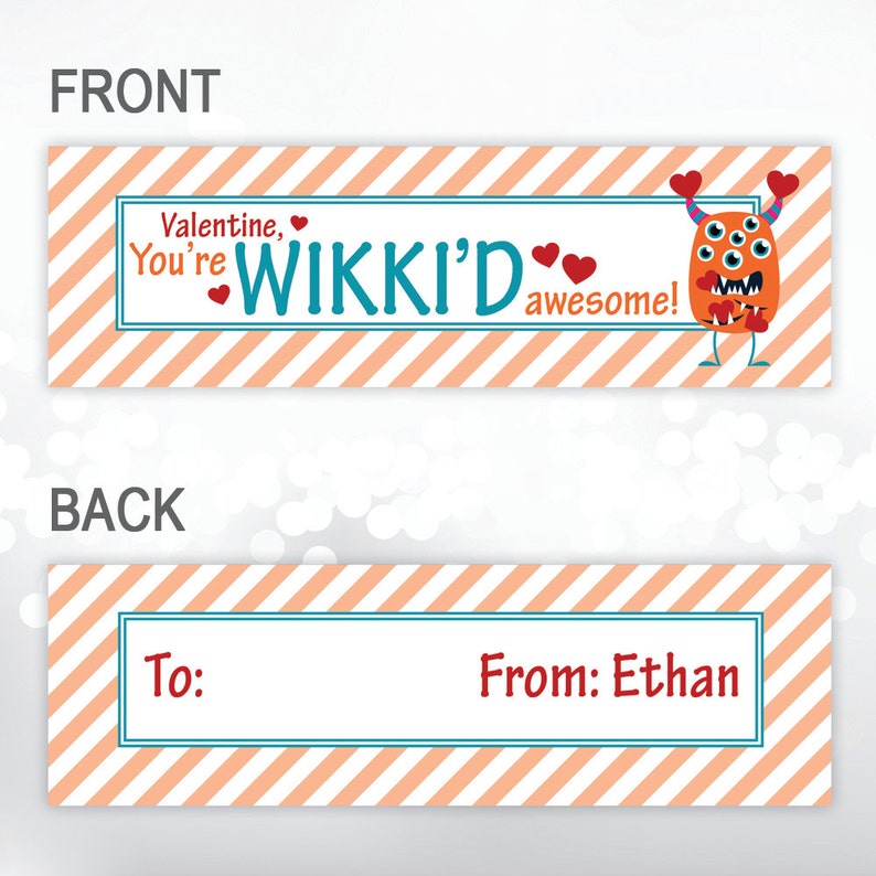 Valentine's Day Bag Tag You're wikki'd awesome, personalized gift label image 3