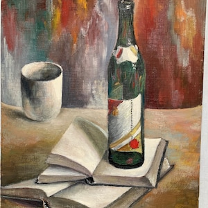 VINTAGE ORIGINAL oil PAINTING, socialist realism, still life, rural, oil on cardboard, ussr period art