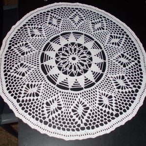Crochet Diamond Doily: Lacy White Cotton Table Topper (14 Inch)