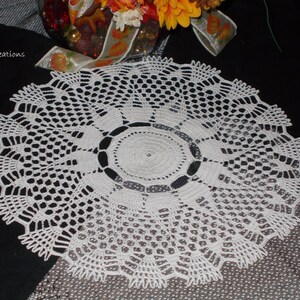 White Crochet Doily: 14 Inch Lacy Cotton Table Topper