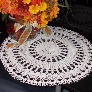 White Pineapple Crochet Doily: Lacy Cotton Table Topper (18 Inch)
