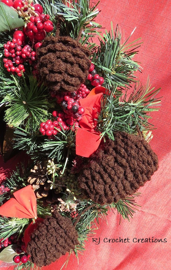 Pine Cone Crocheted Christmas Ornament Set Etsy