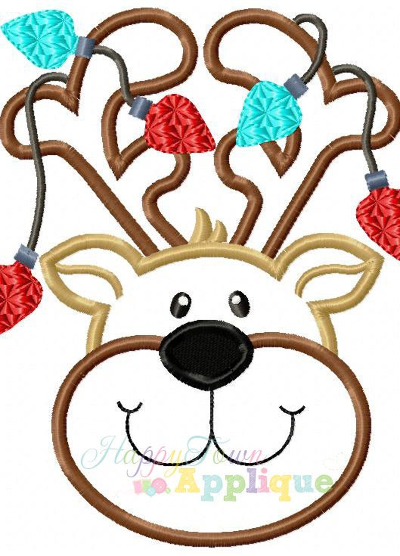 Download Cute Reindeer Boy with Lights Machine Embroidery Applique ...