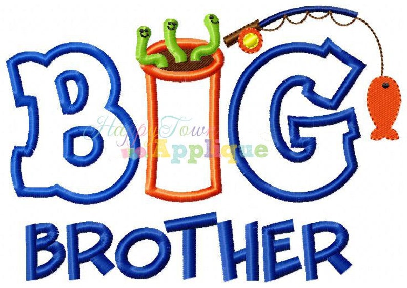 Big Brother Fishing Machine Embroidery Design image 1